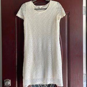 Cream Lace Short Sleeve Dress